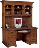 60 Solid Wood Double Pedestal Desk with Hutch