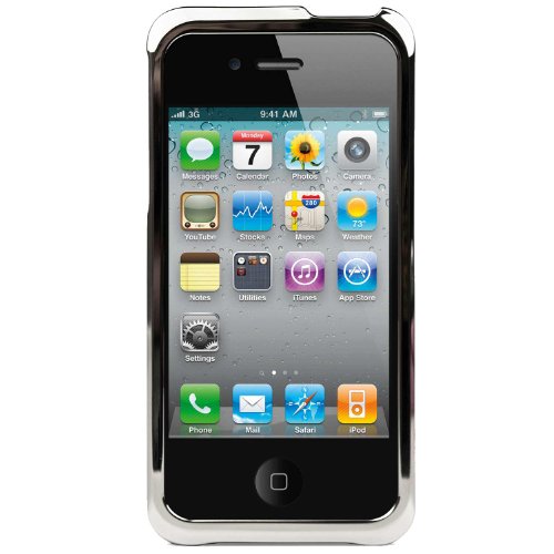 Heavy Duty Protective Solid Chrome Metal 2 Piece Bumper for Apple iPhone 4S + VanGoddy Live*Laugh*Love Wristband + iPhone 4S High Quality Mirror Screen Protector + Apple Approved Car Charger for iPhone 4S