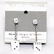 5mm to 10mm Dice Dangler Earrings, White w/Black