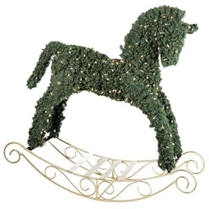 50 Pre-Lit Topiary Rocking Horse Christmas Decoration - Clear Lights