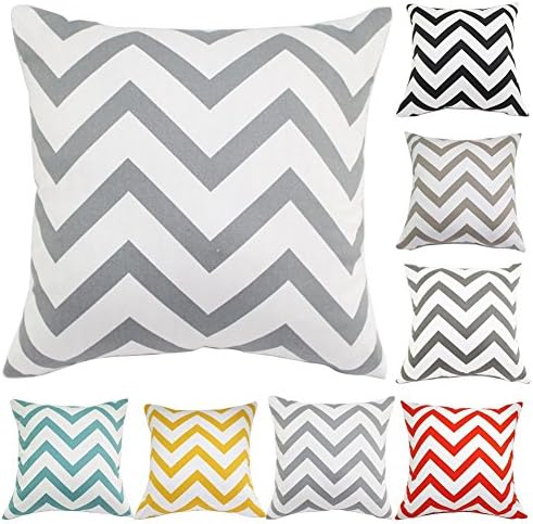 JWstyle1000 2pcs 18" X 18" Square Chevron Stripe Throw Pillow Cover Cushion Case Home Decoration Navy