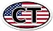 Connecticut CT and US Flag Car Bumper Sticker Decal Oval