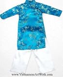 Ao Dai, Vietnamese Traditional Dress for Children - Turquoise/Size#8 - AO218