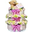 Sweet Baby GIRL Diaper Cake Gift Tower with Teddy Bear