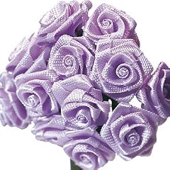 RAYHER - Satinr�schen, 8 mm �, B�ndel 12 St�ck, handgedreht, lavendel
