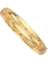 8" 14K Yellow Gold 8.0mm (1/3") Flourentine Round Domed Classic Bangle Bracelet w/ Clasp