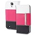 Fosmon CADDY Series Leather Wallet Case for Samsung Galaxy S4 IV / I9500 (White - Pink - Black)
