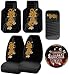 Tattoo Tiger 6pc Combo Set Front Floor Mats, Seat Covers, CD Visor Organizer & Steering Wheel Cover