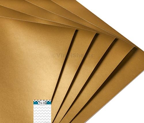 A1G614 Gloss Permanent 12 X 12 Inches - Gold 5 Pack Outdoor Adhesive Backed Vinyl Sheets Personal Craft Sign Cutters Wall Decals