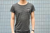 ボーダー　スパンコールスワロScull　Tee Gackt