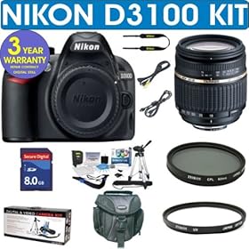 NIKON D3100 Digital SLR Camera + Tamron AF 18-250mm Zoom Lens + 8GB Memory Card + 3 Year Celltime Warranty