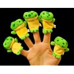 5 Green Speckled Frog Children's Finger Puppets