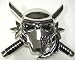 Chrome Ninja Mask Belt Buckle Martial Arts Swords
