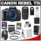 Canon EOS Rebel T5i Digital SLR Camera & EF-S 18-135mm IS STM Lens with EF 75-300mm III Lens + 64GB Card + Battery + Backpack + 3 UV/FLD/CPL Filters Kit