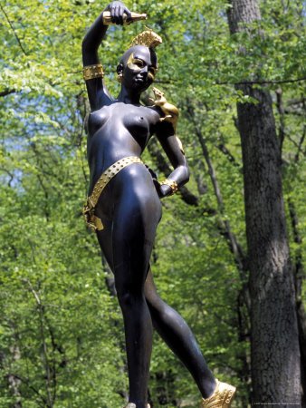 Statue of a Female Nude in the Garden, Art Nouveau Period, Otto Wagner Villa No 26, Vienna Photographic Poster Print by Richard Nebesky, 12x16