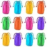 7" x 4.5" Neon Colored Canvas Pouch Bags Sacks with Drawstring Closure for Birthday Party Favors, Snacks, Decoration, Jewelry, Gifts, Event Supplies (12 Bags) By Super Z Outlet