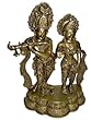 Krishna Radha Brass Sculpture Standing on Floral Base Spiritual Statue Spectacular Brass Sculpture 15" Krishna Radha Brass Sculpture Standing on Floral Base Spiritual Statue Spectacular Brass Sculpture 15"