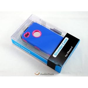 Blue on Pink Full Protection Case for iPhone 4 4G with Belt Clip Holster Supplied exclusively by Smile Case