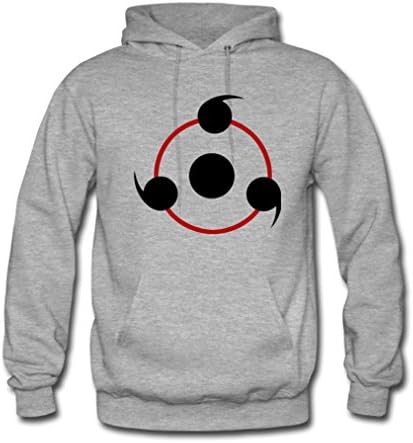MeowStore Men's Japan Cartoon Naruto Sharingan Eyes Hoodies Coat X-Large Grey