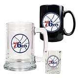 NBA Philadelphia 76ers 15-Ounce Tankard, 15-Ounce Ceramic Mug & 2-Ounce Shot Glass Set - Primary Logo
