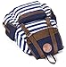 Kisstyle Unisex Canvas Backpack School Bag Vintage Stripe College Laptop Bags Blue