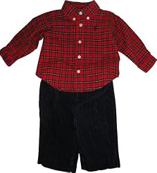 Ralph Lauren Infant 2 Pc. Boys Outfit Shirt & Corduroy Pants 3 Months