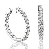 14k White Gold Hoop Huggies Diamond Earrings (HI, I, 1.80 carat)