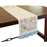 Xia Home Fashions Bunny Eggs Printed Applique Jute Easter Table Runner, 13.5 by 54-Inch, Natural