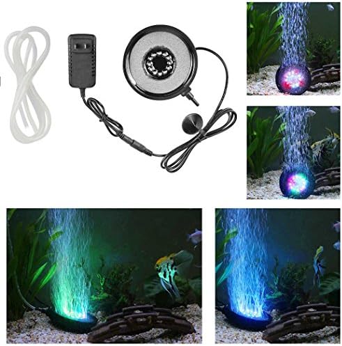 Punson Aquarium Fish Tank Air Bubble Disk Bubble Air Stone with 12 Multi-color Underwater Slow Flash Multiple Color