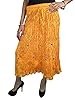 Womens Long Skirt Yellow Printed Cotton Hippie Boho Summer Crinkle Maxi Skirts