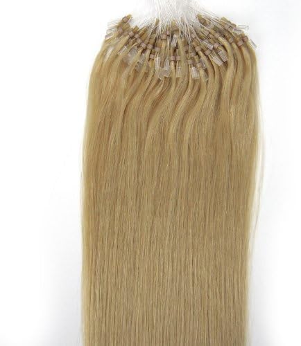 Najia Micro Loop Ring Hair Extensions 100% Remy Human Hair Women 100pcs/pack 0.5g/pcs Straight ( 28inch 50g ,#24 Light Blonde )