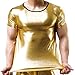 iEFiEL Mens Halloween Glossy Costume Metallic Disco Clubwear T-shirt