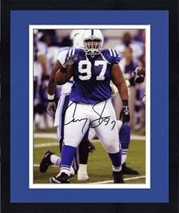Framed Indianapolis Colts Corey Simon Autographed 8'' x 10'' Photo - Mounted Memories Certified - Autographed NFL Photos