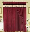 MODERN Brown, Burgundy, and Black Suede Patchwork Window Curtain / Drape Set with Sheer Backing 120-by-84-Inch