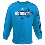 NBA adidas New Orleans Hornets Youth Bank Shot Long Sleeve T-Shirt - Creole Blue (5/6)