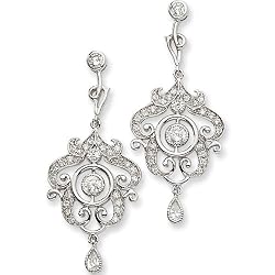 Sterling Silver Cubic Zirconia Chandelier Dangle Post Earrings by Cheryl M