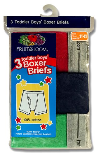 Fruit of the Loom Boys 2-7 Toddler Assorted Color Boxer Brief 3-Pack