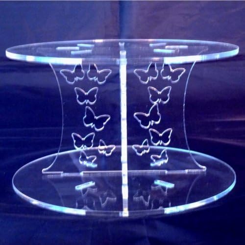 Butterflies Round Acrylic Pillars Wedding & Party Cake Separators / Stands AME SIZE TOP AND BOTTOM