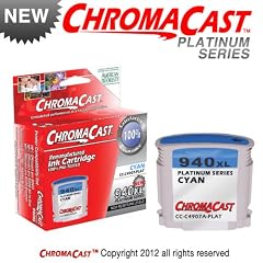 New Chromacast Platinum Series 940XL Cyan Ink Cartridge (Compatible for HP C4907AN)