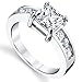 1.25 Carat Princess Cut Sterling Silver Cubic Zirconia Engagement Ring Band Sizes 5 to 9