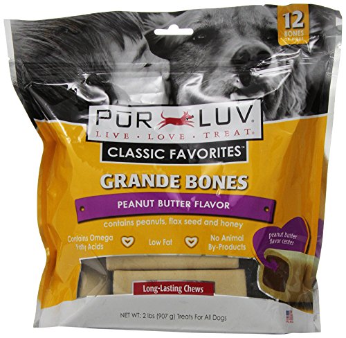 Pur Luv Grande Bones Peanut Butter Treat, 32-Ounce, 12-Count