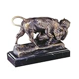 Classic Bull Bear Duel Wall Street Quality Lost Wax Bronze Statue Sculpture F...