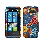 Blue Orange Yellow Pink Flower Polka Swirl Rubberized Snap on Design Hard C ....