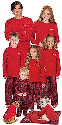 Red Cotton Flannel Stewart Plaid Matching Pajamas for the Whole Family