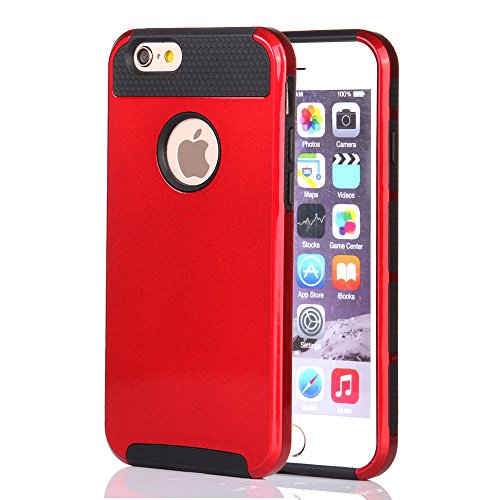 iPhone 6 Case, Lumsing™ Hybrid High Impact Double Layer Armor Defender Case Protective Cover for Apple iPhone 6 (4.7 inch Screen) (2 in 1/Red)