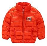 (トヨベイ)Toyobuy 厚手 子供 中綿 コート キッズ 防寒 ジャケット ベビー ブルゾン 女の子 アウターコート 男の子 オレンジ 90