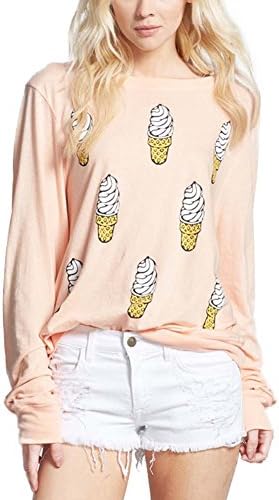 Chicnova Women's Icecream Print Cute Sweatshirt Loose Fit Sweaters Outwear (S, Style1)