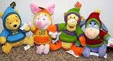 Disney Winnie the Pooh Autumn Fall Set of Plush Bean Bag Dolls in Hoodies with 7" Hickory Eeyore, 8" Maple Tigger, 9" Birch Piglet, and 7" Oak Winnie the Pooh Dolls Mint with Tags