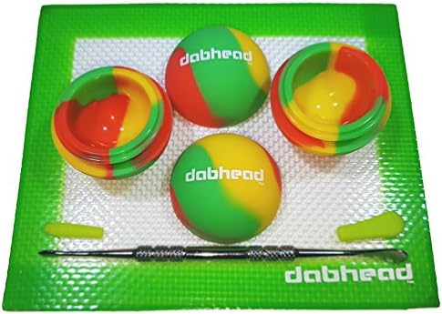 2 Silicone 1.5" Ball Containers "Various Colors" - 1 Pad - 1 Tool with removable tips (Red/Yellow/Green "Silver Tool")