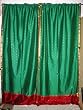 2 Green Red Art Silk Sari Drapes Curtains Panels Window Decor Rod Pocket 84"